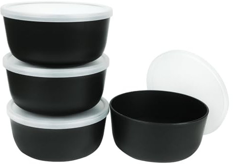 greenandlife - Juego de 4 cuencos grandes para cereales irrompibles con tapa de plástico ligero, aptos para lavavajillas y microondas, cuencos reutilizables para desayuno, ensalada, pasta y sopa