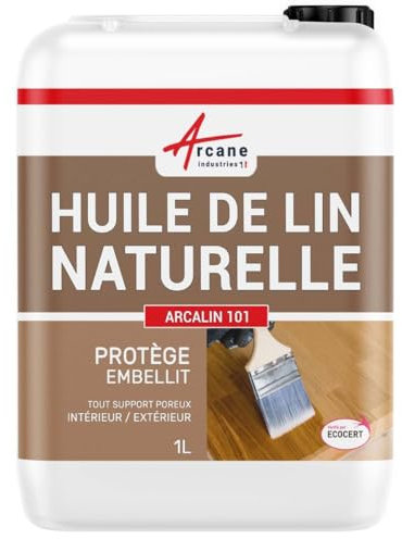 Huile de lin naturelle pour bois extérieur et intérieur - 1 L - ARCANE INDUSTRIES