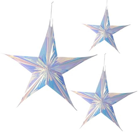 TOPBATHY 3St hängende Verzierung des Weihnachtssterns Regenbogen leuchtender Stern Laterne Party-Star-Anhänger Partei hängende Verzierung Weihnachten Decke Aluminiumfolie