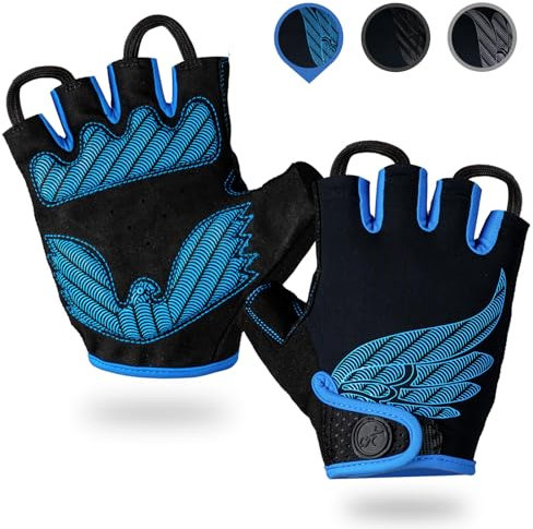 Lymaha MTB Handschuhe,Halbfinger Sommer Fahrradhandschuhe für Männer und Frauen für MotorräderFahrräderMTBFitnessstudio und andere Sportarten (Blau, L)