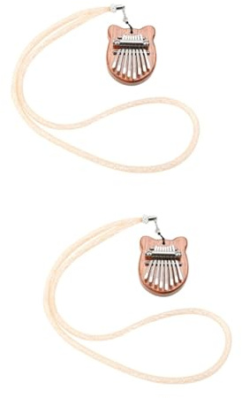 ifundom 2st Carlin-bar Wundernetz Okarina Halskette Für Paare Mini-kalimba-halskette Mini-8-tasten-fingerklavier Kinderspielzeug Tragbares Klavier Instrumente Hölzern Rimba Musikinstrument