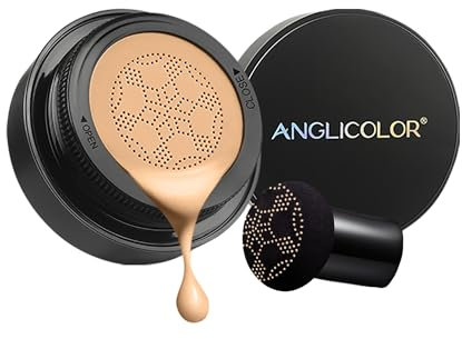 Anglicolor CC Creme BB Cream,Mushroom Head Foundation Air Cushion,Base Maquillaje Larga Duración, Hidratante Permeable,Piel Uniforme Para Todo Tipo De Piel (#04 Buff Beige, 15ml)