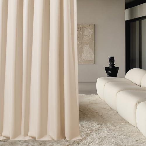 ROOM99 Vorhang mit Kräuselband Aura 140 x 240 cm Breite x Höhe Schiebegardinen Modern Curtain Wohnzimmer Schlafzimmer Creme, 1 Stück