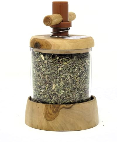Kräutermühle aus Olivenholz mit 30g Kräuter der Provence
