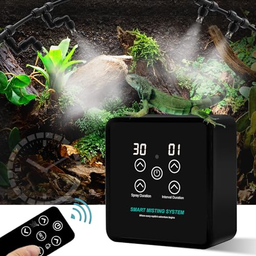 MECESOR Automatic Reptile Mister Humidifier with Timer,Programmable Terrarium Reptile Mister System for Chameleons, Snakes,Frogs,Turtles & Lizards - Smart Spray Control