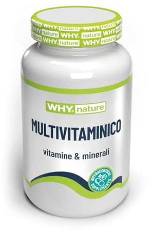 WHY NATURE MULTIVITAMINICO - Integratori Alimentari Multivitaminici Vitamina C, E, B6, K Biotina, Calcio, Beta Carotene e Zinco - Multivitaminnico Senza Glutine - 60 cpr