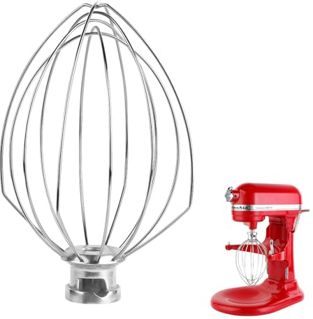 Fouet à 6 fils pour mixeur KitchenAid de 5 à 6 litres, accessoires de mélangeur sur support élévateur, fouet en acier inoxydable de 6 litres, fouet à crème aux œufs, fouet à mayonnaise à gâteau, pour