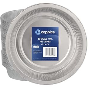 Coppice Strong Small Aluminium Foil Pie Dish for Baking, Serving & Food Storage | 15cm x 4cm | Freezer, Microwave, Air Fryer & Oven Safe (50)