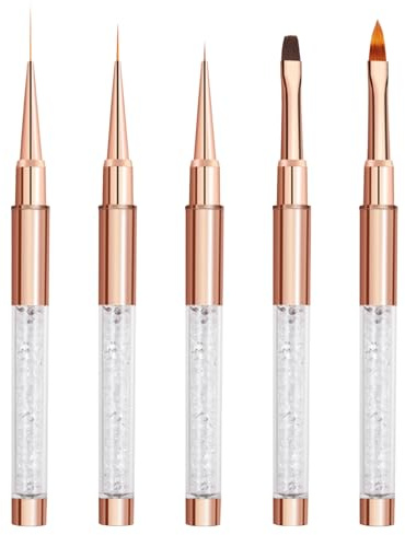 5 Pcs Nail Art Brushes,Nail Art Tools Set,Nail Brushes For Gel Nails,Thin Nail Art Brush,Nail Dotting Tool,Thin Long Lines Dotting Drawing Pen,Liner Brush Nail Art,For Nail Art Diy & Professional Use