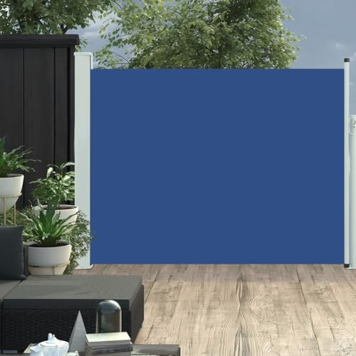 Furniture select-Patio Toldo lateral retráctil 140 x 500 cm, color azul