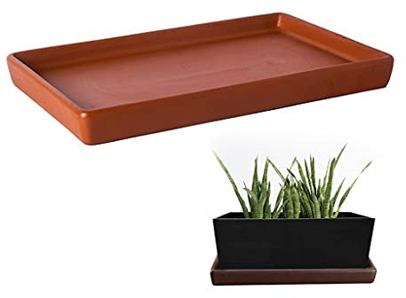 YTBHSHXZ Blumentopf-Untersetzer 10/12/14 Zoll, Pflanzentabletts for Fensterbank-Topfpflanzen, großes Rechteck, Terrakotta-Pflanztopftabletts for den Garten drinnen und draußen(Rosso,27.5cm/10.8IN)