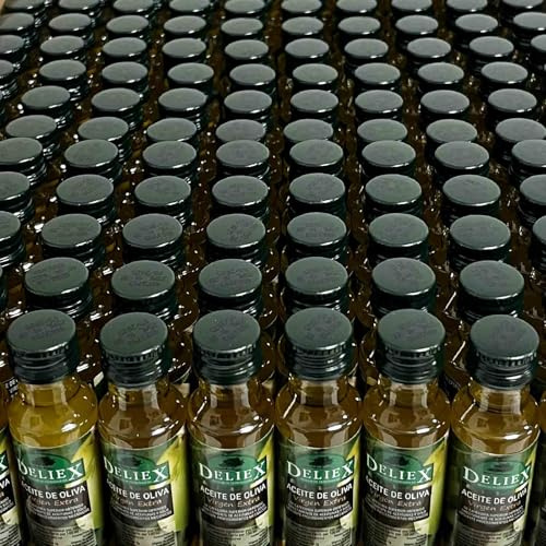 Deliex - Botellitas aceite de oliva virgen extra miniatura pet de 25 ml - Botellas pequeñas de aceite de oliva para aliños y llevar al trabajo (100)