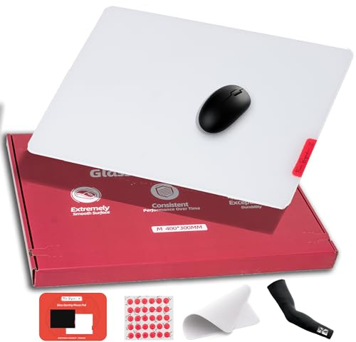 flash Beyond Glass Gaming Mouse Pad - Premium Glass Pad with Anti-Slip Rubber Base - Smooth, Precise Tracking, Durable Surface for High-Speed Gaming, Ideal for FPS Players (White-50 * 40CM)