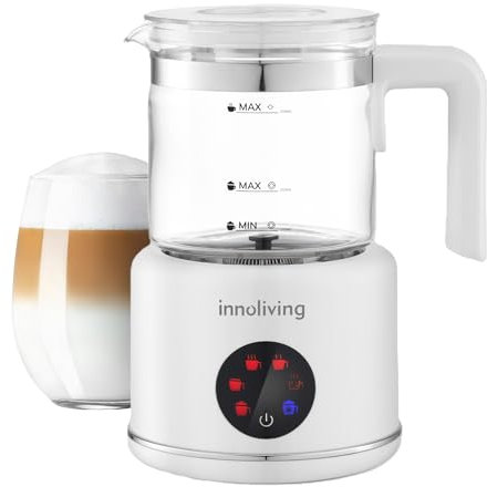 Innoliving Montalatte Elettrico Cappuccinatore INN-786, Capacità 350ml, Schiuma Latte Calda e Fredda, Antiaderente, Compatto, Facile da Pulire, Ideale per Cappuccini e Bevande Calde, Monta e Scalda