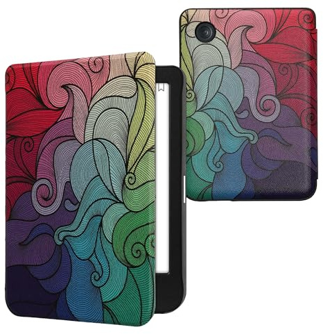 kwmobile Fällbart fodral kompatibelt med Kobo Clara BW/Clara Colour/Tolino Shine (5)/Shine Color fodral – eReader Case – färgskiftande rosa, blå grön