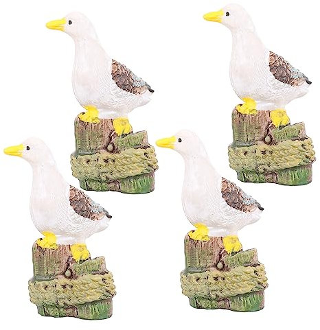 ADOCARN 4stücke Miniatur Möwen Ornamente Aus Resin Realistische Deko Figuren Für Garten Puppenhaus Und Foto Props Kreative Wohnaccessoires Für Junge Mädchen Und Erwachsene