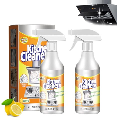 Powerful Kitchen Foam Cleaner Spray, Multi-Purpose Degreaser for Stubborn Grease, Ovens, Range Hoods, Countertops, All-Surface Safe for Oil Stain Removal (120ml) (2)