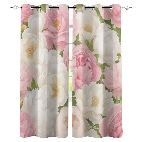 Genérico cortinados Quarto 245X280cm(HxB) Grandes Flores Rosas Cortinas acusticas Cortinas Blackout con diseño Floral de poliéster con Ojales para habitación Elegante E24-4-901