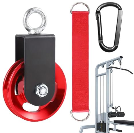 Seilrolle Fitness Mit U Haltebügel, Umlenkrolle 90mm, Block Umlenkrollen Für Stelseile Gym Fitnessgeräte, Kabelmaschine Drahtseilrolle Mit Karabinerhaken Verbindungsgurt