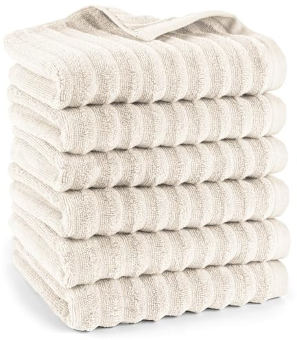 Pure Label Handtuch 6-TLG. 6x50x100cm 100% Baumwolle Oeko-TEX weich, Creme | Spürbar weich, saugstark und ideal für Bad, Gäste und täglichen Komfort
