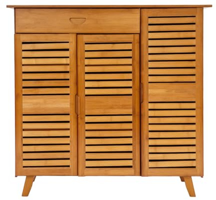 CHFUNE Armoire à chaussures en bambou, étagère à chaussures, étagère à chaussures avec 5 étagères, capacité de charge de 100 kg, organisateur de chaussures pour entrée, couloir, salon
