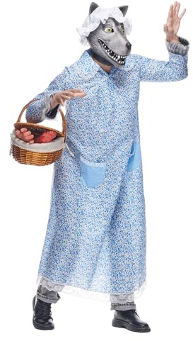 EraSpooky Adulto Big Bad Granny Wolf Disfraz de Wolf Funny Halloween Hada de hadas Little Red Riding Caperina para hombres Mujeres