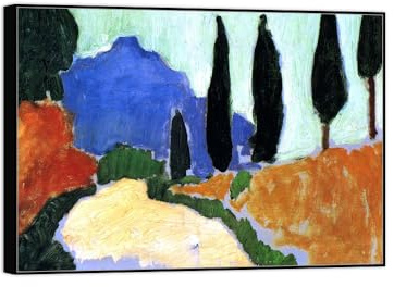 OZPWBVY Quadro su Tela Famosi Dipinti Riproduzione-Cornice Nera Quadri Moderni Soggiorno-Cipressi-Immagini Murale 50x70cm20x27in