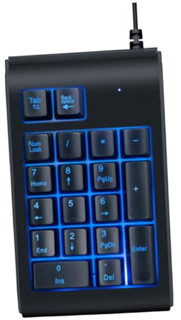 POPETPOP Clavier Numérique Lumineux USB Main, Noir, Plastique | Touches Confortables, Finition Polie, Format Portable, Style Simple et Chic, pour Saisie et Activités Diverses