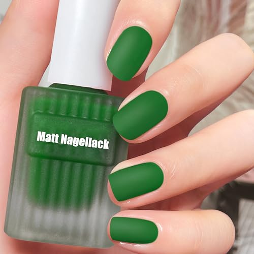 Matt Nagellack - Schnelltrocknender Langanhaltender Grün Nagellack Ohne UV Lampe - Ungiftig Farblack Auf Wasserbasis - Natürlicher Nail Polish mit Veganer Formel für Frauen Männer DIY Maniküre (GREEN)