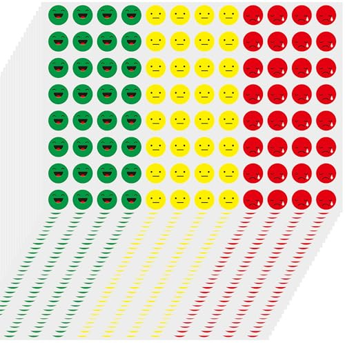 Lawen Creative 2880 Stück 3 Farben 3 Motive Pädagogische Belohnung Bewertung Emotion Aufkleber Runde 1 CM Durchmesser
