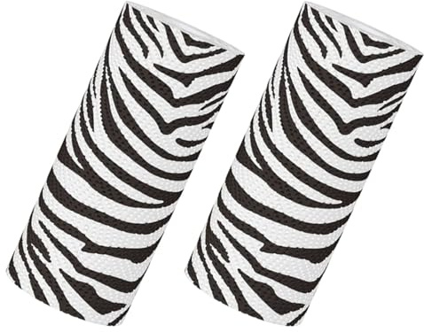 Bedrucktes Küchenpapier Zebra 2 Rollen Schwarz aus Papier | Hotel und Restroom, Dekoratives Tiermuster, Saugfähig bei Öl und Verschüttungen