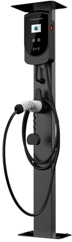 Support Universel pour Wallbox – Pied de Borne de Recharge pour VE résistant aux intempéries en Aluminium, Support Mural pour Station de Recharge Autoportant avec Toit de Protection et Gestion Câbles