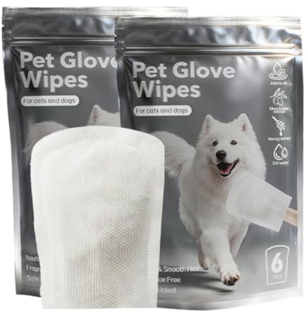 WeddHuis Salviette Guanto per Animali Domestici per Cani e Gatti Guanti Lavaggio (Pelo, Viso, Orecchie, Occhi, Zampe) Cura Quotidiana e Viaggi Senza Risciacquo
