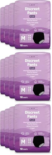 by Amazon Pantalones Dama talla media - 40 unidades (4 paquetes de 10), negro (Paquete de 3)