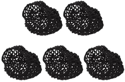 Haarnetz aus Netzstoff 5 Stück, Baumwolle, Schwarz, Damen | Gehäkeltes Modell, zum Schlafen Geeignet, Leichte Passform, Elastisch und Angenehm zu Tragen