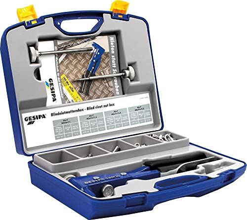 Gesipa 1435455 GBM 10 Coffret pour Pose d‘Ecrou à Sertir M4-M6, Bleu/Noir