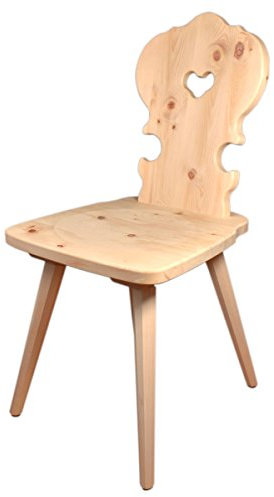 Hochwertiger Bauernstuhl aus 100% Zirbenholz - Traditioneller Holzstuhl – Landhausstuhl- Sitzhöhe: 45 cm, Sitztiefe: 38 cm - Handwerk aus Südtirol- - Holzstuhl mit Herz - Bauernstuhl mit Herz