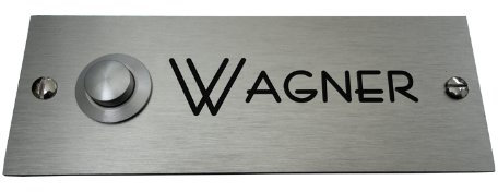 Klingelschild 2K - Taster Rechteck mit SOFORTGRAVUR + VORSCHAU: Gravur/Türschild + Klingel Auch mit LED Taster möglich