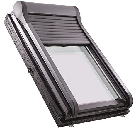 Original Roto Außenrollladen ZRO Rollladen Manuell mit Kurbel Anthrazit Metallic Doppelwandige Alu-Lamellen Außenrollladen für Roto Dachfenster der Baureihe Designo R7 mit Größe 094/118 | 09/11