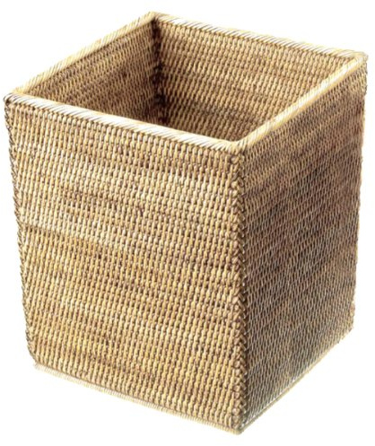 Decor Walther 0927391 Basket QK H Papierkorb quadratisch, Rattan hell