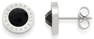 JEWELS BY LEONARDO Damen Ohrstecker schwarz Matrix Edelstahl/silberfarben Glas Schliff Facette 010022