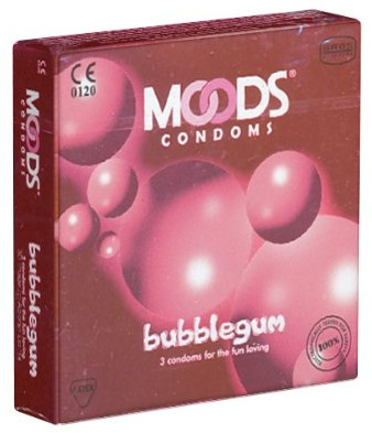 MOODS Bubblegum Condoms - 3 Kondome mit Kaugummi-Aroma für mehr Spaß zu zweit