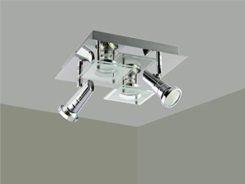 Trango 4-flammig 3089SD LED Deckenleuchte *ROSIE* in Eckig Chrom-Optik incl. 4x 5 Watt 3-Stufen dimmbaren GU10 LED Leuchtmittel, Deckenlampe, Deckenstrahler, Deckenspots, Wohnzimmer Lampe schwenkbar
