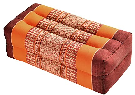 Zafuko Yoga & Meditation Cushion - Burgundy/Orange - Organic Water-Resistant Kapok Filling, Meditation Cushion, Soft Yoga Prop