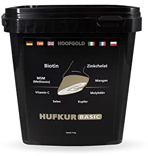 HOOFGOLD Hufkur Pferd Basic Biotin und Zink, für Haut Fell Huf & Immunsystem, Zusatzfutter für Pferde, Ergänzungsfuttermittel fördert Hufwachstum, Futter gegen Strahlfäule, Hufrehe - 4 kg
