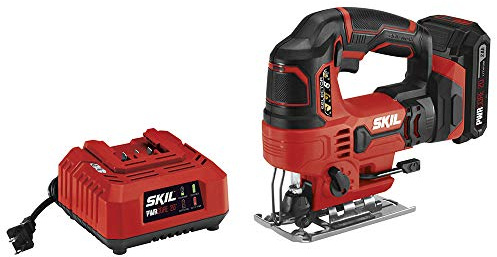 SKIL PWR CORE 20V 7/8 Inch Stroke Length Jigsaw Includes 2.0Ah PWR CORE 20 Lithium Battery and Charger - JS820302