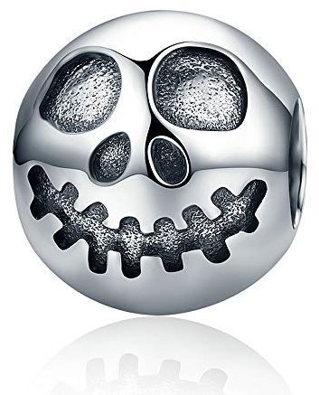 Breloque tête de mort en argent sterling 925 authentique avec tête de mort - Pour bracelets - Cadeau d'Halloween