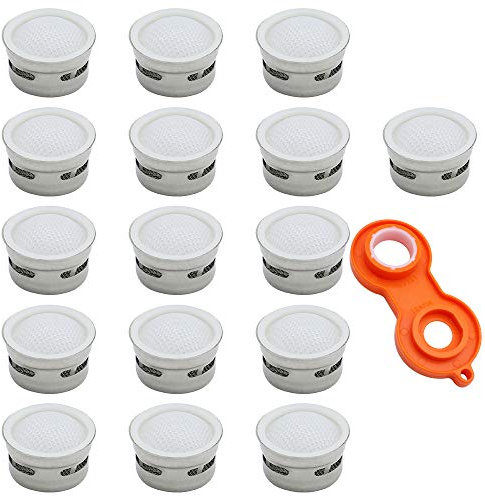 DXLing 16 Stück Perlatoreinsätze Strahlregler Innenteil für Wasserhähne Filtereinsatz Wasserhahn Siebeinsatz Edelstahl mit ABS-Filter Perlator Luftsprudler Mischdüsenschlüssel für M22 und M24