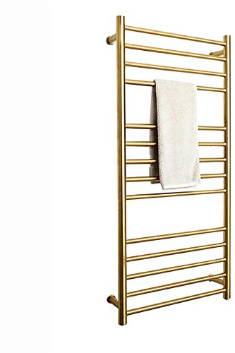 SHUGUANG Scaldasalviette Elettrico, d'oro Radiatore Scaldasalviette Termoarredo Elettrico da Bagno in Acciaio Inox, Portasciugamani da Parete Stendino Elettrico Multi-Strato, 110×52×12cm,Plug in