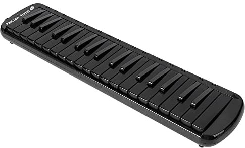 Melodica, 37 Tasten Melodica im Klavierstil mit Schlüsselaufklebern Doppelmundstücke Röhren Tragetasche für Kinder Anfänger Erwachsene(Schwarz)